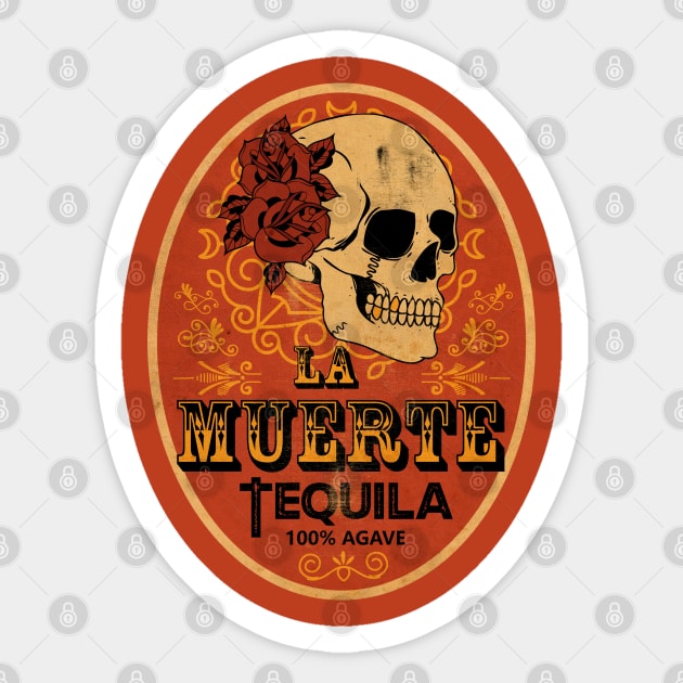 La Muerte Tequila Vintage Sticker by CTShirts